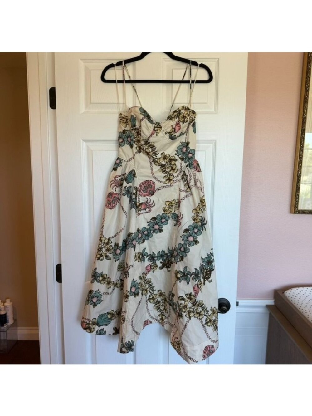 Free People Boho Flowy Cotton Printed Midi Dress Size 6 NWOT Romantic